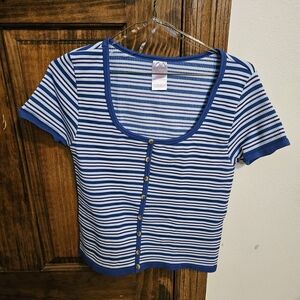 No Boundaries Blue and White Striped Tee